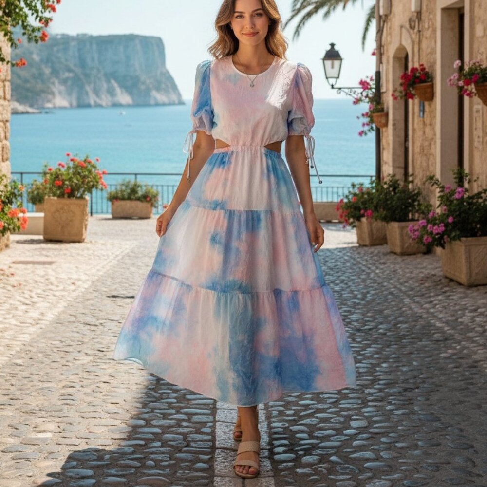 NWT Elliatt Reflection Midi Dress Pink blue Multi